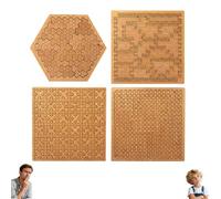 Fractal Tray Puzzle, Hard Difficult Wooden Jigsaw Puzzles for Adults, Portable Impossible Reverse Thinking Challenging No Image Puzzle with Frame (4pcs)