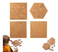 Fractal Tray Puzzle - Wooden Fractal Tray Puzzles, Fractals Trays Puzzles, Portable Impossible Reverse Thinking Challenging Puzzle, for Teens & Adults, Premium Birch Wood (4PC)