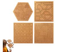 Fractal Tray Puzzles, Fractal Tray Puzzle Wooden Brain-Teaser, Mind Bending Jigsaw Puzzle, Hard Difficult Wooden Jigsaw Puzzles, Reverse Thinking Challenge for Adults (A+B+C+D)