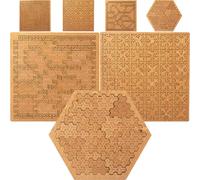 Fractal Tray Puzzles, Hard Difficult Wooden Jigsaw Puzzles for Adults, Mind-Bending Brain Teaser, Portable Impossible Reverse Thinking Challenging No Image Puzzle (#A,#3PCS)