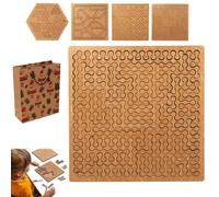 Fractal Tray Puzzles, Reverse Thinking Challenging No Image Puzzle, Unique Irregular Creative Labyrinth Impossible Difficult, Mind-Bending Brain Hard Irregular Wooden Jigsaw, for Aldult (A)