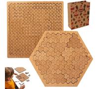 Fractal Tray Puzzles, Reverse Thinking Challenging No Image Puzzle, Unique Irregular Creative Labyrinth Impossible Difficult, Mind-Bending Brain Hard Irregular Wooden Jigsaw, for Aldult (A+B)