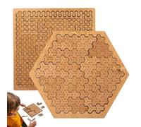 Fractal Tray Puzzles, Unique Irregular Creative Labyrinth, Mind Bending Wooden Jigsaw Puzzle, for Adults Reverse Thinking Challenging Irregular Jigsaw (Hexagon+Square C)