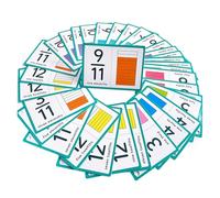 Fractions - Juego de tarjetas flash de 11 x 8 x 0,1 cm, juego de estudio de matemáticas, tarjetas de aprendizaje de papel, herramienta educativa impermeable de 1 a 12 juegos escolares para aula