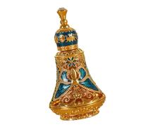 Fragancias decorativas inspiradas en frasco con tapa antifugas, adecuada para perfumes y aceites esenciales, exquisito dispensador portátil de Oriente Medio con detalles dorados y antifugas para
