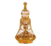 Fragancias decorativas inspiradas en frasco con tapa antifugas, adecuada para perfumes y aceites esenciales, exquisito dispensador portátil de Oriente Medio con detalles dorados y antifugas para