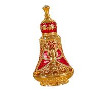 Fragancias decorativas inspiradas en frasco con tapa antifugas, adecuada para perfumes y aceites esenciales, exquisito dispensador portátil de Oriente Medio con detalles dorados y antifugas para