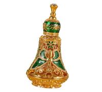 Fragancias decorativas inspiradas en frasco con tapa antifugas, adecuada para perfumes y aceites esenciales, exquisito dispensador portátil de Oriente Medio con detalles dorados y antifugas para