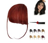 Fragelles Clip in Bangs, Fragelles Hair Bangs, Fragelles Clip on Bangs,Clip on Bangs for Women, Bangs Clip in Hair Human Hair, Seamless 3D Clip-In Bangs Hair Extensions (Wine Red)