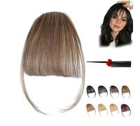 Fragelles Clip in Bangs, Fragelles Hair Bangs, Fragelles Clip on Bangs,Clip on Bangs for Women, Bangs Clip in Hair Human Hair, Seamless 3D Clip-In Bangs Hair Extensions (Light Brown)