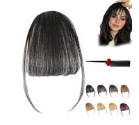 Fragelles Clip in Bangs, Fragelles Hair Bangs, Fragelles Clip on Bangs,Clip on Bangs for Women, Bangs Clip in Hair Human Hair, Seamless 3D Clip-In Bangs Hair Extensions (Brown-Black)