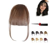 Fragelles Clip in Bangs, Fragelles Hair Bangs, Fragelles Clip on Bangs,Clip on Bangs for Women, Bangs Clip in Hair Human Hair, Seamless 3D Clip-In Bangs Hair Extensions (Brown)