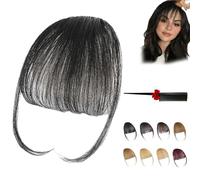 Fragelles Clip in Bangs, Fragelles Hair Bangs, Fragelles Clip on Bangs,Clip on Bangs for Women, Bangs Clip in Hair Human Hair, Seamless 3D Clip-In Bangs Hair Extensions (Black)