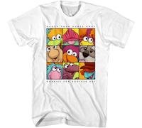 Fraggle Rock t-Shirt för män ikoniska TV-linjer dansa Dina bekymmer borta White XXL