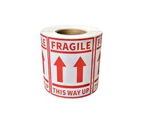 Fragile This Way Up - Pegatinas adhesivas para paquetes, tamaño grande, 80 mm x 60 mm, etiquetas de advertencia frágiles (500)