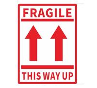 Fragile This Way Up - Pegatinas para paquetes, tamaño grande, 80 mm x 60 mm, etiquetas autoadhesivas de advertencia frágiles (50)