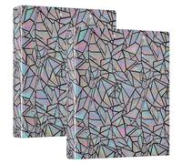 Fragmentos geométricos abstractos de color arco iris, carpeta de 3 anillos de 1 1/2 pulgadas, capacidad para 200 hojas, carpeta de portapapeles, anillo redondo, carpeta resistente, 12.4 x 10.6 x 2.3