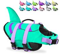 Fragralley Chaleco salvavidas para perros con diseño de tiburón, fácil de poner, para nadar y navegar, vibrante y ajustable, para perros pequeños, medianos y grandes, traje para nadar, pescar, playa,