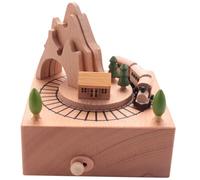 Frahou Caja De Música De Madera Con Túnel De Montaña Con Pequeño Tren Magnético Móvil |Teatro StÜCke