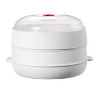 Frahou Ollas multifuncionales para cocinar albóndigas, verduras, mariscos con tapa transparente, vaporizador de microondas B
