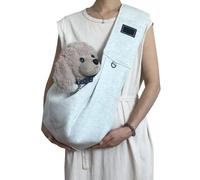 Fraise Dog Sling - Suitable for Small Dogs, Adjustable Padded Shoulder Straps with Pocket, Reduce Neck Shoulder Stress (Light Gray)