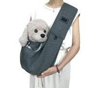 Fraise Dog Sling - Suitable for Small Dogs, Adjustable Padded Shoulder Straps with Pocket, Reduce Neck Shoulder Stress (Dark Gray)