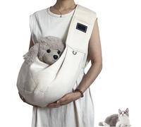 Fraise Dog Sling - Suitable for Small Dogs, Easily Holds 3-15lbs Pets, Breathable Fabric, Adjustable Padded Shoulder Strap Dog Cat Carrier Slings for Everyday Travel (Apricot)