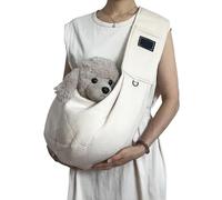 Fraise Dog Sling, Suitable for Small Dogs, Easily Holds 3-15lbs Pets, Pet Carrier with Adjustable Padded Strap, Pocket for Essentials, for Everyday Travel (Beige)