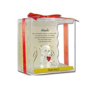 Framan Angel n Bear Modelo Abuelo. Osito de Cristal sobre un Pedestal, con un corazón Rojo, y una Frase Especial para tu Abuelo. Regalo Decorativo y Amoroso para Abuelos