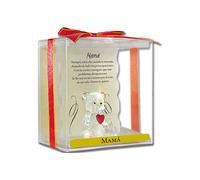 Framan Angel n Bear Modelo Mamá. Osito de Cristal sobre un Pedestal, con un corazón Rojo, y una Frase Especial para Mamá. Regalo Decorativo para mamás y Madres