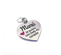 Framan Charm o abalorio con Forma de corazón y el Mensaje Mamá te Quiero con Todo mi corazón. Puedes comprarlo Suelto con Llavero, Pulsera, o Collar. De aleación de Zinc mamá y Madres