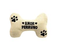 Framan Juguete para Perro con Sonido en Forma de Hueso, Mordedor Textil Suave con Frase Bordada, Accesorio para Mascotas, Ideal para Juego en Casa, Varios Diseños (Amor PERRUNO)