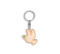 Framan Llavero de Madera Paloma de la Paz, con ramita de Olivo Verde, Hecho a Mano, Producto Sostenible