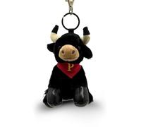 Framan Llavero Toro con Inicial Bordada, Accesorio Decorativo para Mochila, Bolso o Llaves, Colgante Textil con Mosquetón (T)