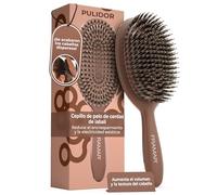 FRAMAR Cepillo Cerdas Jabali Pelo Fino - Cepillo Cerdas Naturales, Cepillo de Pelo Antirotura y Antitirones para Cabello Fino, Ideal Para Añadir Brillo o Volumen, Boar Hair Brush - Chocolate