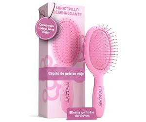 FRAMAR Cepillo Viaje Pelo - Cepillo Pelo Pequeño, Cepillo Pequeño Pelo, Mini Cepillo de Pelo, Escova Cabelo, Compacto Para Viajar, Para Todo Tipo de Cabello - Rosa