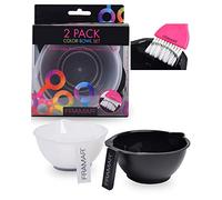 FRAMAR Cuenco de Peluquería para Tinte - Tazón de Peluquería para Tinte con Base Engomada - Kit Herramientas, Para Tint, Incluye Cepillo Limpiador - 2 Unidades