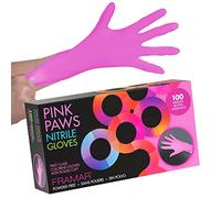 FRAMAR Guantes Nitrilo Talla M Rosa - Guantes Nitrile Sin Látex, Guantes Desechables Talla M Para Salón de Belleza, Limpieza, Tatuajes, Preparación de Alimentos - Sin Polvo - Paquete de 100