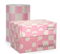 FRAMAR Papel Mechas Peluqueria - Papel Aluminio Peluqueria, Láminas para el Cabello Largo con Textura en Relieve Antideslizante para Estilistas de Cabello - Cuadros Rosados - 97,5 metros