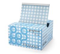 Framar Papel Mechas Peluqueria - Papel Aluminio Peluqueria, Láminas para el Cabello Precortadas y Antideslizantes en Caja Dispensadora - Cuadros Azules, 500 Hojas - 13 x 28 cm