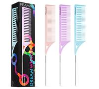 Framar Peines de Peluqueria Profesional - Peinetas Para el Pelo, Peine Para Mechas Pelo, Peine Pelo, Set Peines de Peluqueria, Hair Dye Comb - Paquete de 3 Unidades, Tonos Pastel