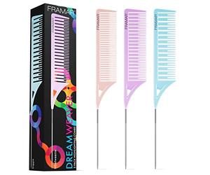Framar Peines de Peluqueria Profesional - Peinetas Para el Pelo, Peine Para Mechas Pelo, Peine Pelo, Set Peines de Peluqueria, Hair Dye Comb - Paquete de 3 Unidades, Tonos Pastel