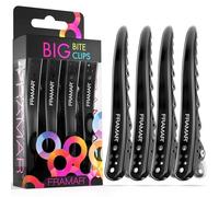 Framar Pinzas Pelo Peluqueria - Pinza Pelo Mujer, Pinzas Peluqueria Profesional, Clips Pelo, Accesorios Pelo Mujer, Hair Clips, Metálicas, Extrafuertes y Antideslizantes - Pack de 4, Negro