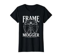 Frame Mogger Vitruvio Gym Anatomía Meme Camiseta gráfica económica, Mujer, Negro, XS