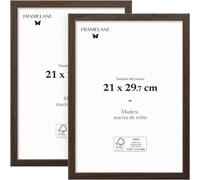 Framelane Marcos de Fotos de Roble, Set de 2, A4 21 x 29,7 cm, Oscuro | Tablero de Mesa, Vidrio Acrílico Antirrayas y Antirroturas, Certificado FSC