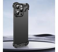 Frameless Case for iPhone 16 Pro MAX Plus, Minimalist Protective Shock Absorption Aerospace Grade Aluminum Shells, Metal Heat Dissipation Slim Shockproof Case (16 Pro MAX,Black)