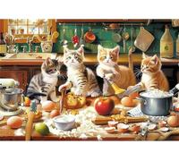 Frameless Puzzle de Madera,Rompecabezas para Adultos 1000 Piezas,Gato Cocinero Puzzles,Juego de Habilidad para Toda La Familia