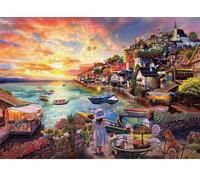 Frameless Puzzle de Madera,Rompecabezas para Adultos 700 Piezas,Pueblo costero Puzzles,Juego de Habilidad para Toda La Familia
