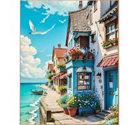 Frameless Puzzle de Madera,Rompecabezas para Adultos 700 Piezas,Pueblo costero Puzzles,Juego de Habilidad para Toda La Familia