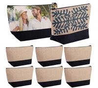 Framendino, Paquete de 10 bolsas de cosméticos en blanco para sublimación, bolsa de maquillaje con cremallera, color lino, Color 1, Pack De 10